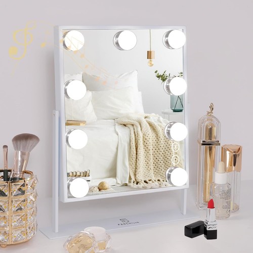 Modern white makeup mirror - white,
